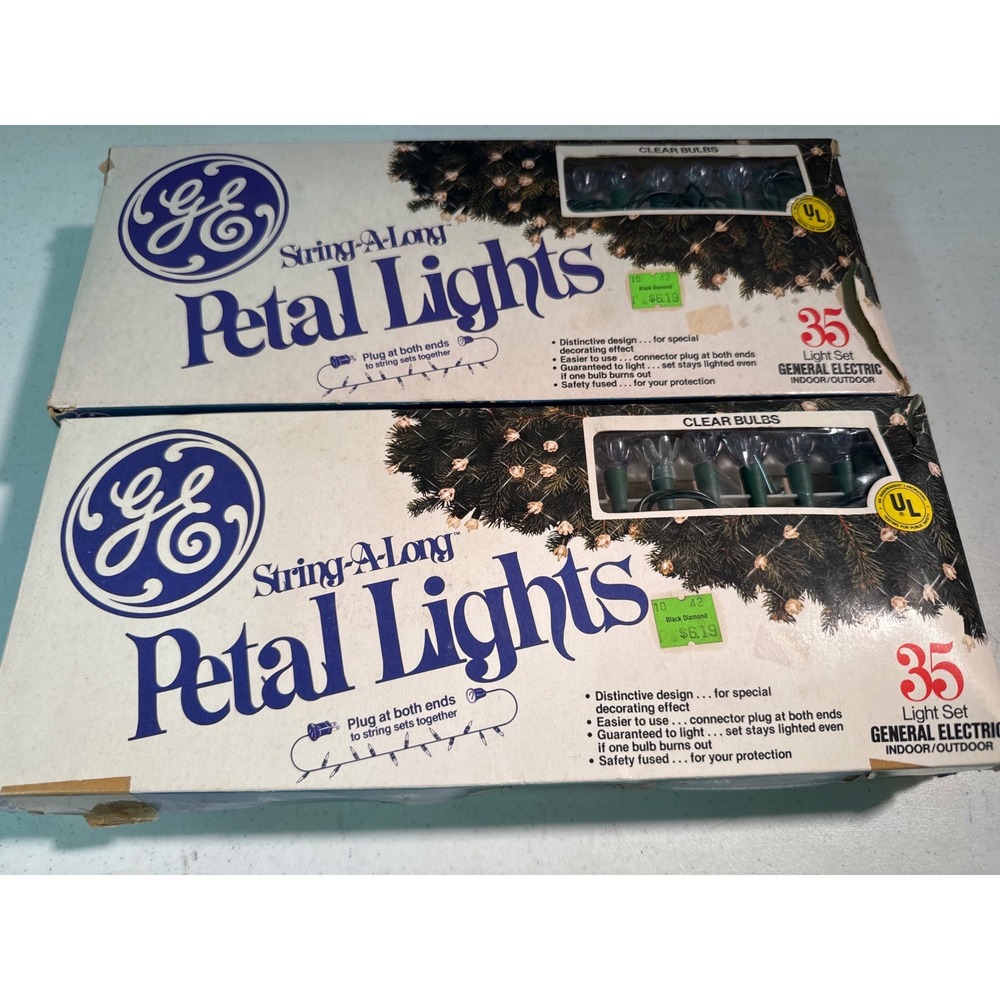 Vintage GE Petal Lights 35 Light Set StringA-Long Clear Bulbs Lot of 4 UXPL2-35C
